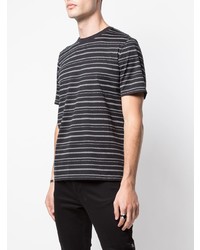 schwarzes und weißes horizontal gestreiftes T-Shirt mit einem Rundhalsausschnitt von Saint Laurent
