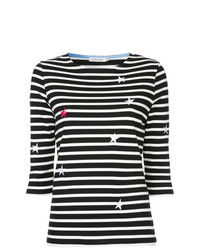 schwarzes und weißes horizontal gestreiftes T-Shirt mit einem Rundhalsausschnitt von GUILD PRIME