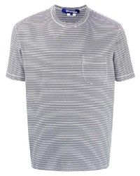 schwarzes und weißes horizontal gestreiftes T-Shirt mit einem Rundhalsausschnitt von Junya Watanabe MAN