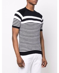 schwarzes und weißes horizontal gestreiftes T-Shirt mit einem Rundhalsausschnitt von Tagliatore