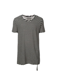 schwarzes und weißes horizontal gestreiftes T-Shirt mit einem Rundhalsausschnitt von Ksubi