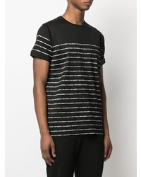 schwarzes und weißes horizontal gestreiftes T-Shirt mit einem Rundhalsausschnitt von Karl Lagerfeld