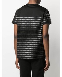 schwarzes und weißes horizontal gestreiftes T-Shirt mit einem Rundhalsausschnitt von Karl Lagerfeld