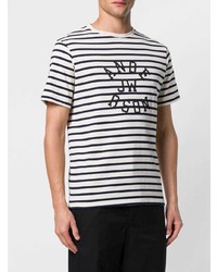 schwarzes und weißes horizontal gestreiftes T-Shirt mit einem Rundhalsausschnitt von JW Anderson