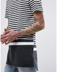 schwarzes und weißes horizontal gestreiftes T-Shirt mit einem Rundhalsausschnitt von New Look