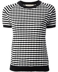 schwarzes und weißes horizontal gestreiftes T-Shirt mit einem Rundhalsausschnitt von Marni