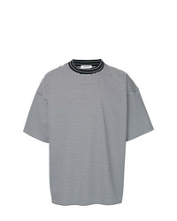 schwarzes und weißes horizontal gestreiftes T-Shirt mit einem Rundhalsausschnitt von Monkey Time