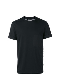 schwarzes und weißes horizontal gestreiftes T-Shirt mit einem Rundhalsausschnitt von Neil Barrett