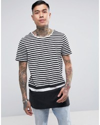 schwarzes und weißes horizontal gestreiftes T-Shirt mit einem Rundhalsausschnitt von New Look