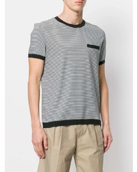 schwarzes und weißes horizontal gestreiftes T-Shirt mit einem Rundhalsausschnitt von Orlebar Brown