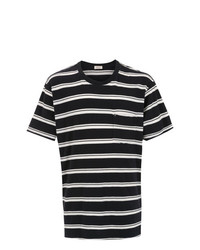 schwarzes und weißes horizontal gestreiftes T-Shirt mit einem Rundhalsausschnitt von OSKLEN