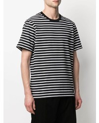 schwarzes und weißes horizontal gestreiftes T-Shirt mit einem Rundhalsausschnitt von Mastermind Japan