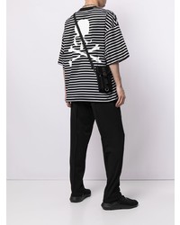 schwarzes und weißes horizontal gestreiftes T-Shirt mit einem Rundhalsausschnitt von Mastermind Japan