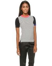 schwarzes und weißes horizontal gestreiftes T-Shirt mit einem Rundhalsausschnitt von Sonia Rykiel