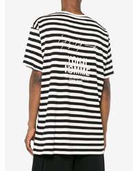 schwarzes und weißes horizontal gestreiftes T-Shirt mit einem Rundhalsausschnitt von Yohji Yamamoto