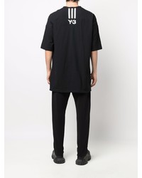 schwarzes und weißes horizontal gestreiftes T-Shirt mit einem Rundhalsausschnitt von Y-3