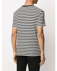 schwarzes und weißes horizontal gestreiftes T-Shirt mit einem Rundhalsausschnitt von Just Cavalli