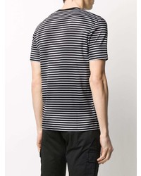 schwarzes und weißes horizontal gestreiftes T-Shirt mit einem Rundhalsausschnitt von Emporio Armani