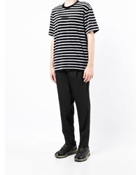 schwarzes und weißes horizontal gestreiftes T-Shirt mit einem Rundhalsausschnitt von Mastermind Japan