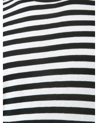 schwarzes und weißes horizontal gestreiftes T-Shirt mit einem Rundhalsausschnitt von Amiri