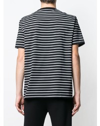 schwarzes und weißes horizontal gestreiftes T-Shirt mit einem Rundhalsausschnitt von Neil Barrett