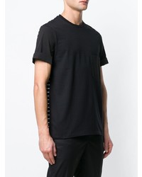 schwarzes und weißes horizontal gestreiftes T-Shirt mit einem Rundhalsausschnitt von Neil Barrett