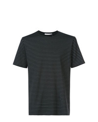 schwarzes und weißes horizontal gestreiftes T-Shirt mit einem Rundhalsausschnitt von Sunspel