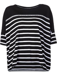 schwarzes und weißes horizontal gestreiftes T-Shirt mit einem Rundhalsausschnitt