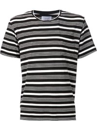 schwarzes und weißes horizontal gestreiftes T-Shirt mit einem Rundhalsausschnitt