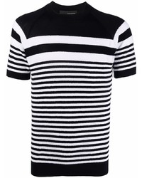 schwarzes und weißes horizontal gestreiftes T-Shirt mit einem Rundhalsausschnitt von Tagliatore