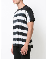 schwarzes und weißes horizontal gestreiftes T-Shirt mit einem Rundhalsausschnitt von Amiri