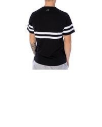 schwarzes und weißes horizontal gestreiftes T-Shirt mit einem Rundhalsausschnitt von Unfair Athletics