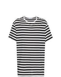 schwarzes und weißes horizontal gestreiftes T-Shirt mit einem Rundhalsausschnitt von Yohji Yamamoto