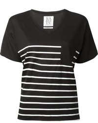 schwarzes und weißes horizontal gestreiftes T-Shirt mit einem Rundhalsausschnitt von Zoe Karssen