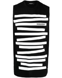 schwarzes und weißes horizontal gestreiftes Trägershirt von DSQUARED2