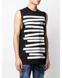 schwarzes und weißes horizontal gestreiftes Trägershirt von DSQUARED2