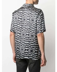 schwarzes und weißes Mit Batikmuster Kurzarmhemd von Philipp Plein