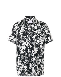 schwarzes und weißes Kurzarmhemd mit Blumenmuster von Low Brand