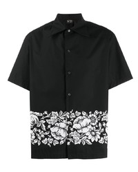 schwarzes und weißes Kurzarmhemd mit Blumenmuster von N°21