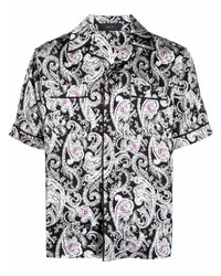 schwarzes und weißes Kurzarmhemd mit Paisley-Muster von Amiri
