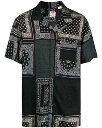 schwarzes und weißes Kurzarmhemd mit Paisley-Muster von Levi's