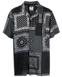 schwarzes und weißes Kurzarmhemd mit Paisley-Muster von Levi's
