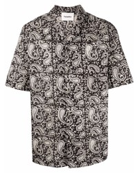 schwarzes und weißes Kurzarmhemd mit Paisley-Muster von Nanushka