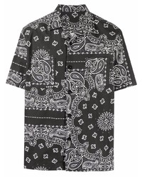 schwarzes und weißes Kurzarmhemd mit Paisley-Muster von Sacai