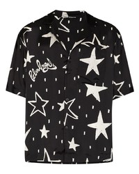 schwarzes und weißes Kurzarmhemd mit Sternenmuster von Palm Angels