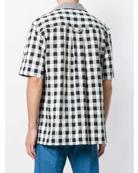 schwarzes und weißes Kurzarmhemd mit Vichy-Muster von David Catalan