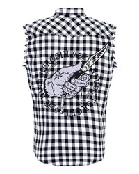 schwarzes und weißes Kurzarmhemd mit Vichy-Muster von KINGKEROSIN