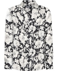schwarzes und weißes Langarmhemd mit Blumenmuster von Dolce & Gabbana
