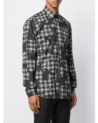schwarzes und weißes Langarmhemd mit Hahnentritt-Muster von Karl Lagerfeld