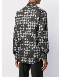 schwarzes und weißes Langarmhemd mit Hahnentritt-Muster von Karl Lagerfeld